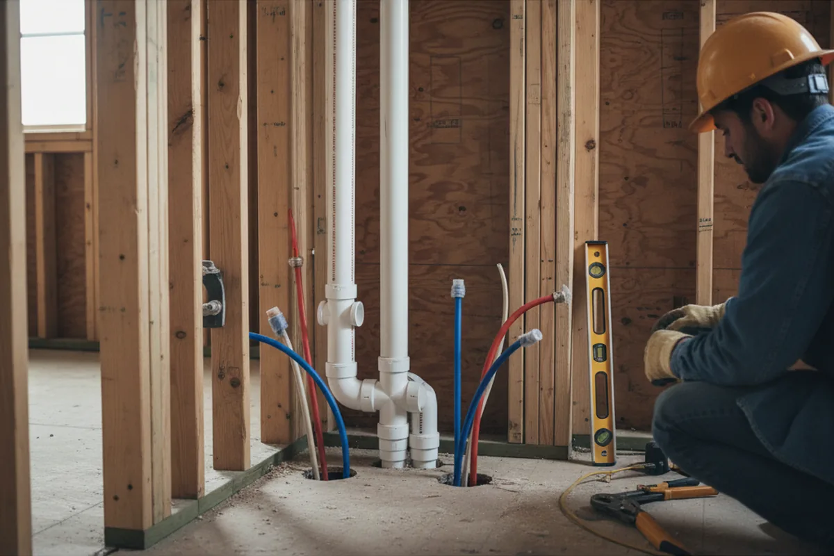 Drain and supply rough-in during Leak Detection in Saint Martin